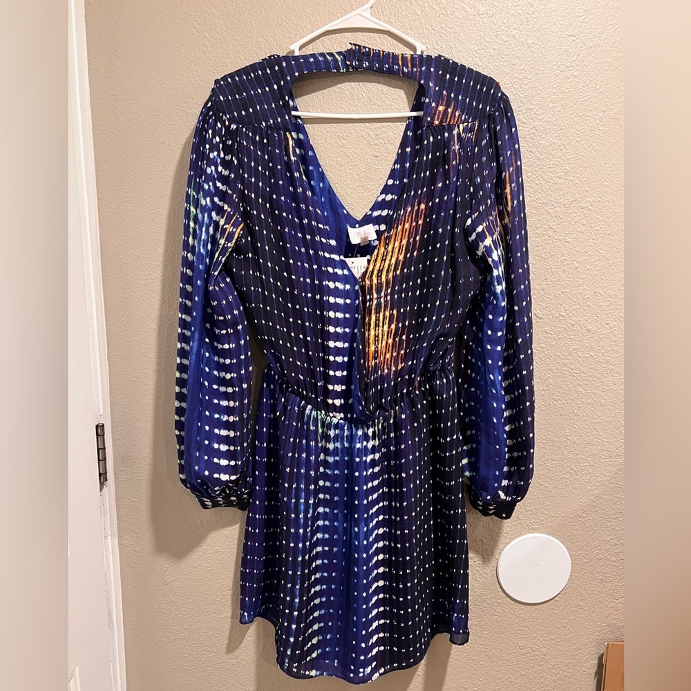 NWT Parker "Excl Quilted WR" 100% Silk Abstract Mini Dress Size Medium.